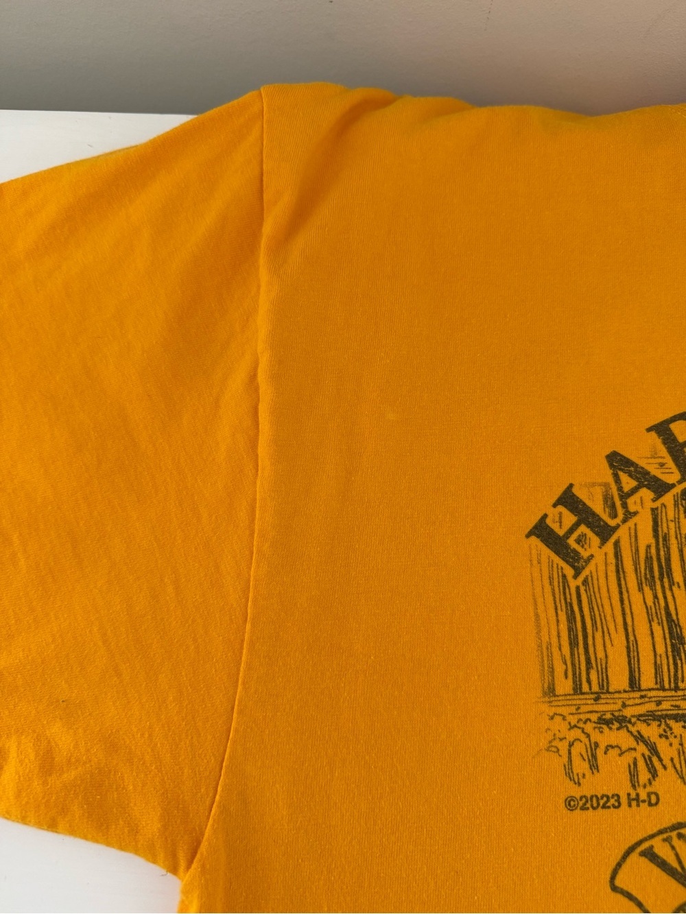 Harley Davidson Bulldog Graphic Tee Large Yellow Colorado Shirt - Picture 9 of 9